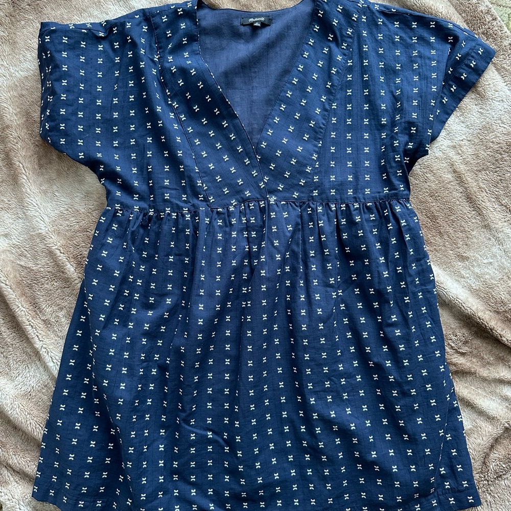 Madewell Navy Dress with White Accents